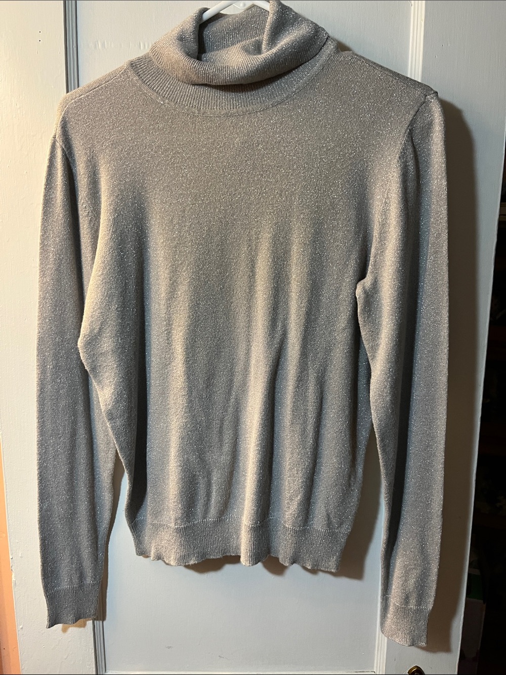 Worthington Light Gray Shimmery Turtleneck Sweater